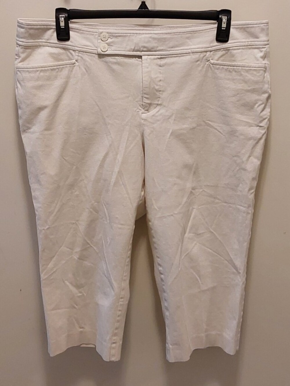 Chaps White Capri Jeans with Button & Slide Hook Waist